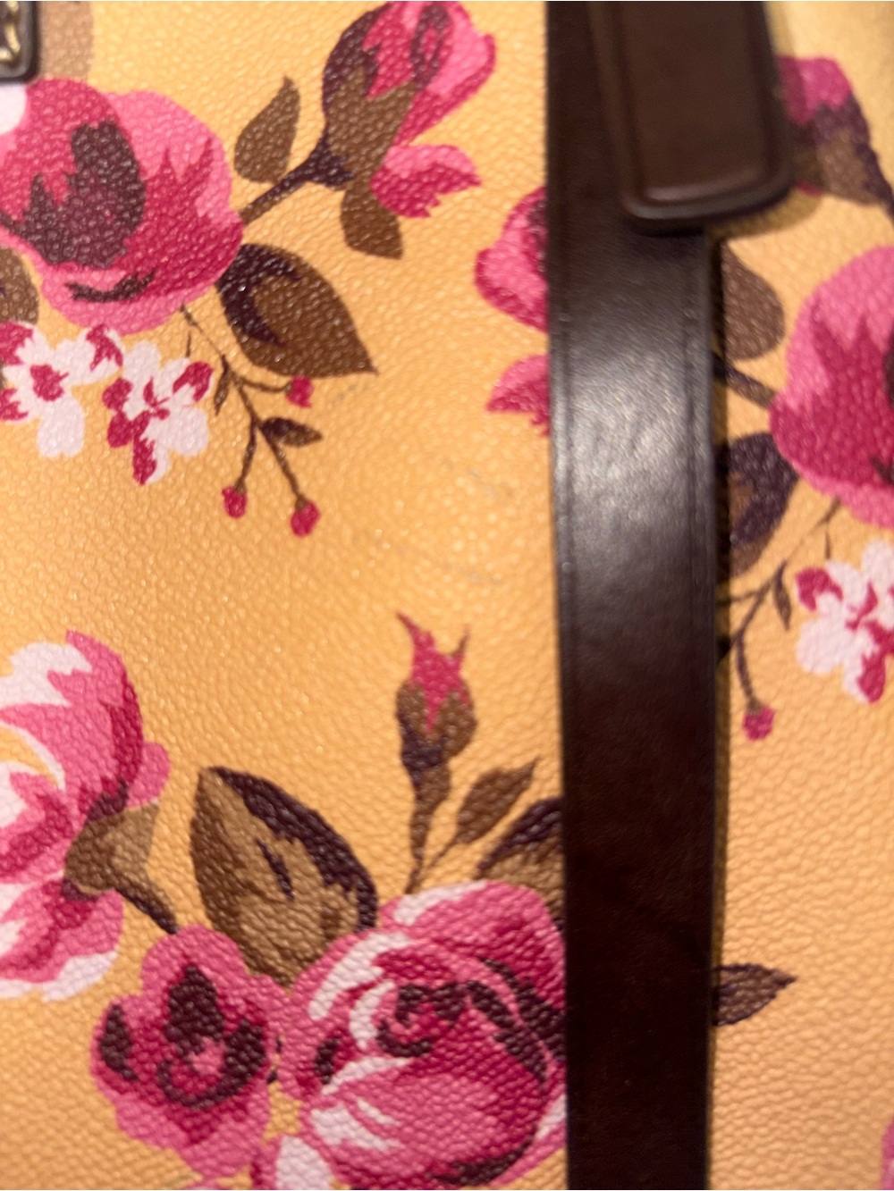 Dooney & Bourke Pink Floral Tote on Tan - Picture 6 of 8